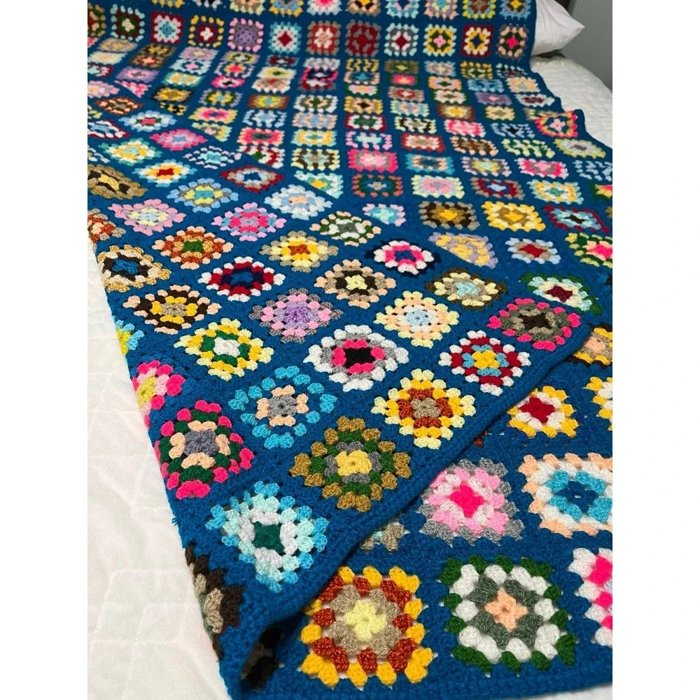 Crochet Granny Square Multicolor Throw